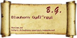 Blauhorn Györgyi névjegykártya